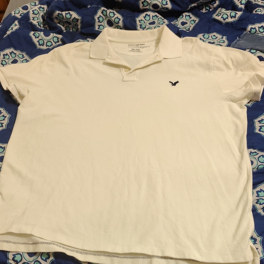 American Eagle Outfitters Cream Polo Shirt